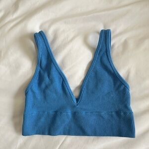 Urban Outfitters Blue Ribbed V-Neck Bralette NWT